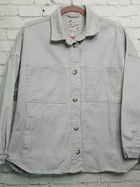 STOOSH mens Vintage denim jacket size Medium buttondown light gray EUC